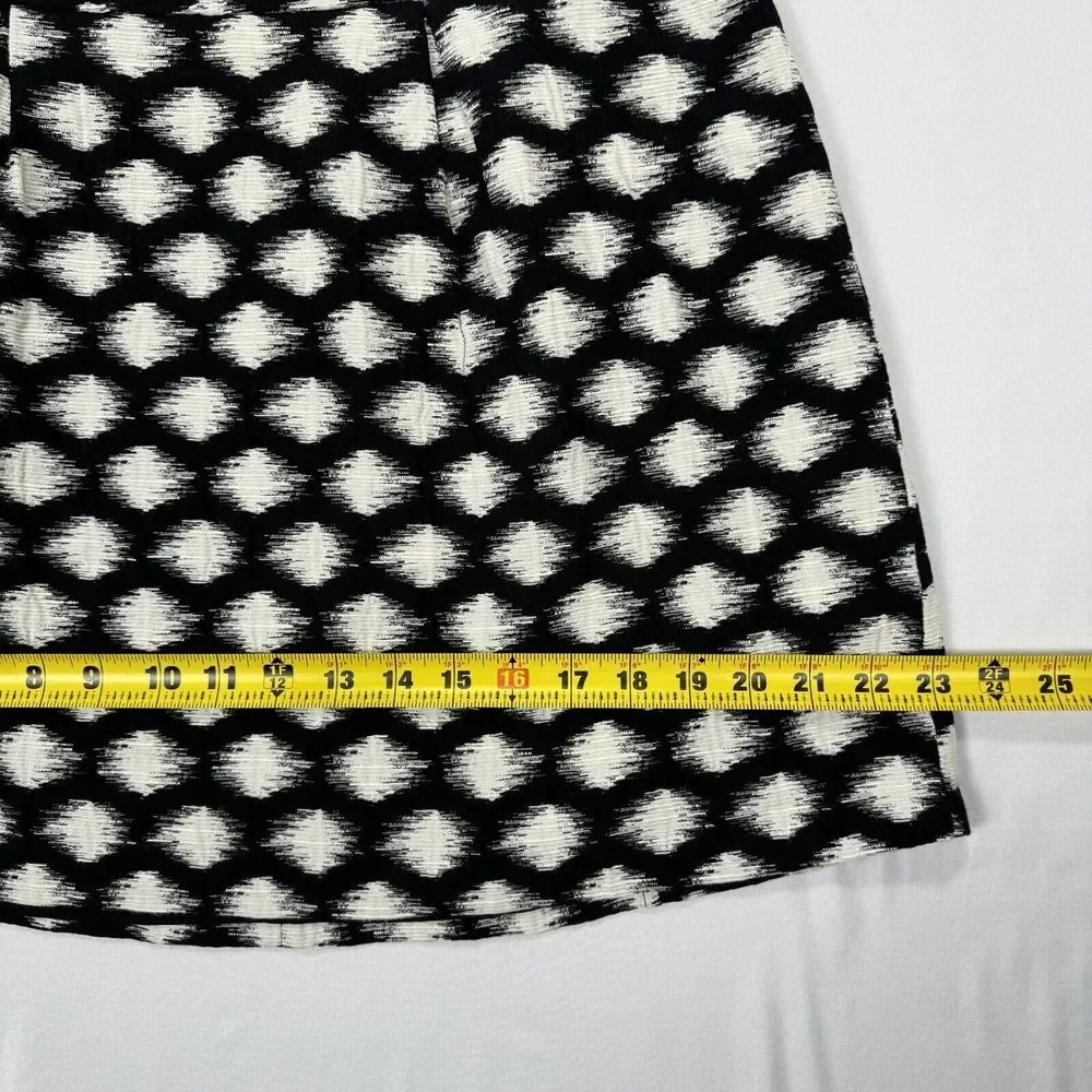 Banana Republic Mini Skirt Black White Polka Dot Size 10 A-Line Pleated Back Zip - Picture 13 of 15